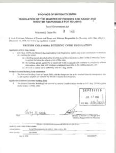 PROVINCEOF BRITISHCOLUMBIA REGULATION OF THE MINISTER OF FORESTS AND RANGE AND MINISTERRESPONSIBLEFOR HOUSING  (t