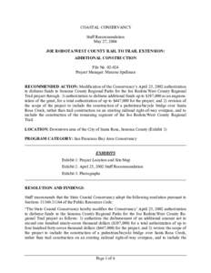 COASTAL CONSERVANCY Staff Recommendation May 27, 2004 JOE RODOTA/WEST COUNTY RAIL TO TRAIL EXTENSION: ADDITIONAL CONSTRUCTION File No[removed]