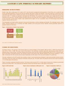 EASTERN CAPE PROFILE SUMMARY REPORT  DEMOGRAPHIC AND HEALTH PROFILE Eastern Cape, with a median age of 22.4 years in 2011, has the second youngest provincial population in South Africa. As is usually the case for less de