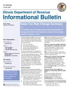 FY[removed]October 2009 Illinois Department of Revenue  Informational Bulletin