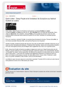 www.lessorsavoyard.fr Date : Auteur : -  Saint-Julien : Deep Purple et le fondateur de Scorpions au festival