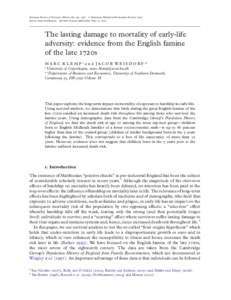 European Review of Economic History, 16, 233– 246 # European Historical Economics Society 2012 doi:ereh/hes003 Advance Access publication May 17, 2012 The lasting damage to mortality of early-life adversity: ev