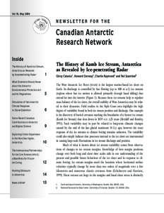 Vol 18, May[removed]NEWSLETTER FOR THE Canadian Antarctic Research Network