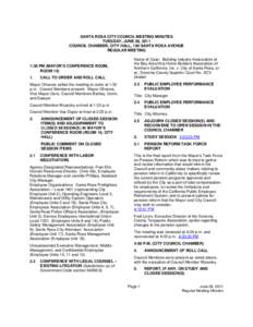 SANTA ROSA CITY COUNCIL MEETING MINUTES TUESDAY, JUNE 28, 2011 COUNCIL CHAMBER, CITY HALL, 100 SANTA ROSA AVENUE REGULAR MEETING  1:30 PM (MAYOR’S CONFERENCE ROOM,