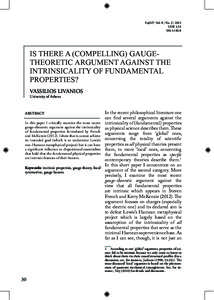 EuJAP | Vol. 8 | No. 2 | 2012 UDK 1:[removed]:140.8 IS THERE A (COMPELLING) GAUGETHEORETIC ARGUMENT AGAINST THE INTRINSICALITY OF FUNDAMENTAL