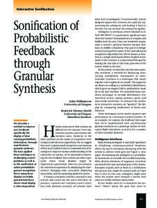 Interactive Sonification  Soniﬁcation of Probabilistic Feedback through