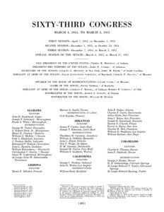 SIXTY-THIRD CONGRESS MARCH 4, 1913, TO MARCH 3, 1915 FIRST SESSION—April 7, 1913, to December 1, 1913