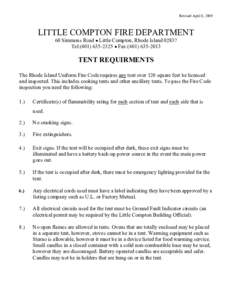 Revised April 8, 2009  LITTLE COMPTON FIRE DEPARTMENT 60 Simmons Road • Little Compton, Rhode Island[removed]Tel:([removed] • Fax:([removed]