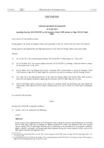 COUNCIL  DECISION  2014/•482/•CFSP  -  of  22  Julyamending  Decision  2012/•392/•CFSP  on  the  European  Union  CSDP  mission  in  Niger  (EUCAP  Sahel  Niger)