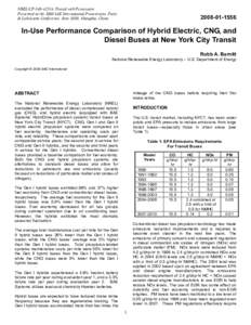 In-Use Performance Comparison of Hybrid Electric, CNG, and Diesel Buses at New York City Transit