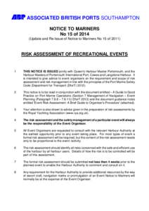 Draft 2014 No 15 Risk Assessment of Rec Events