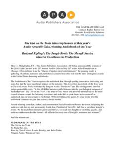 Publishing / Literature / British people / Audiobook / Audie Award / Audio Publishers Association / Tantor Media / The Jungle Book / Simply Audiobooks / Life / Rudyard Kipling / Katherine Kellgren
