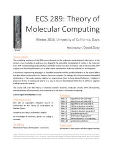 ECS 289: Theory of Molecular Computing Winter 2016, University of California, Davis 80 nm  Instructor: David Doty