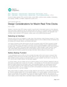 Design Considerations for Maxim Real-Time Clocks - Application Note - Maxim