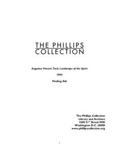 Augustus Vincent Tack: Landscape of the Spirit 1993 Finding Aid The Phillips Collection Library and Archives