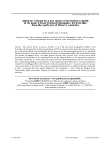 Invertebrate Systematics, 2002, 16, 357–367  Allozyme evidence for a new species of freshwater crayfish of the genus Cherax Erichson (Decapoda : Parastacidae) from the south-west of Western Australia C. M. AustinA and 