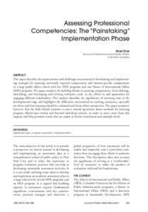 Assessing Professional Competencies: The “Painstaking” Implementation Phase Rose Diaz  School of International and Public Affairs,