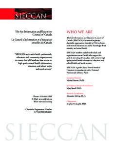 SIECCAN The Sex Information and Education Council of Canada Le Conseil d’information et d’éducation sexuelles du Canada