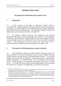 Legislative Council Secretariat  IN21[removed]INFORMATION NOTE Development of self-financing post-secondary sector