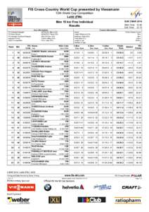 FIS Cross-Country World Cup presented by Viessmann 12th World Cup Competition Lahti (FIN)