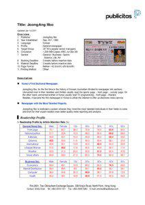 Title: JoongAng Ilbo Updated Jan 1st 2011 Overview