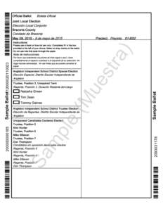 Official Ballot Boleta Oficial Joint Local Election Elección Local Conjunto Brazoria County