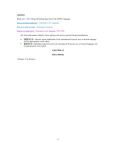 LEGEND Black text = 2011 Oregon Plumbing Specialty Code (OPSC) language. Blue text double underline = Substantive new language. Blue text strike through = Substantive deletion. Purple text underlined = Substantive new la