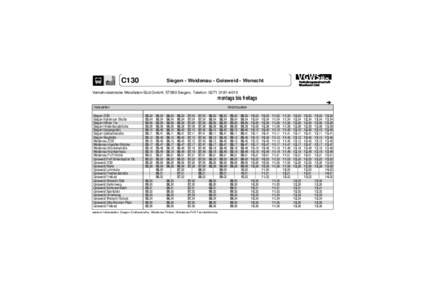 C130  Siegen - Weidenau - Geisweid - Wenscht Verkehrsbetriebe Westfalen-Süd GmbH, 57080 Siegen, Telefon: 