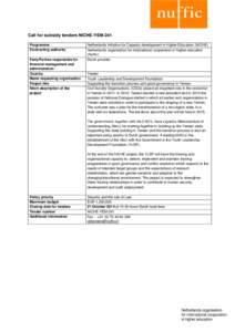 Call for subsidy tenders NICHE-YEM-241 Programme Contracting authority Party/Parties responsible for financial management and administration