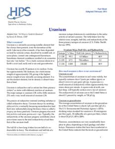 Fact Sheet Adopted: February 2011 Health Physics Society Specialists in Radiation Safety