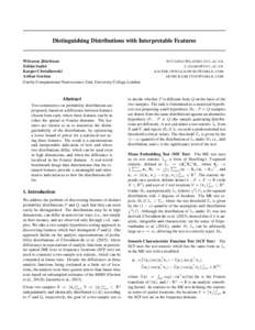 Distinguishing Distributions with Interpretable Features  Wittawat Jitkrittum Zoltán Szabó Kacper Chwialkowski Arthur Gretton