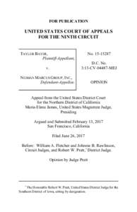 FOR PUBLICATION  UNITED STATES COURT OF APPEALS FOR THE NINTH CIRCUIT  TAYLER BAYER,