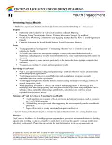 Youth / Interpersonal relationships / Adolescence / Fertility / Sexology / Sexual intercourse / Teenage pregnancy / Coalition for Positive Sexuality / Interagency Working Group on Youth Programs / Human behavior / Human sexuality / Behavior