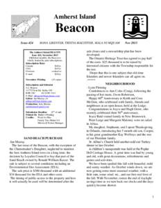 Amherst Island  Beacon Issue 424  BONA LIBENTER, TRISTIA MAESTITER, MALA NUMQUAM