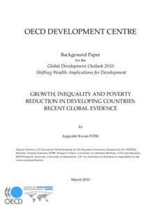 OECD DEVELOPMENT CENTRE Background Paper for the Global Development Outlook 2010 Shifting Wealth: Implications for Development