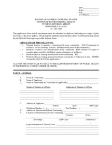 ID# ________________ Log# _______________ City________________ cc’d Region__________ ILLINOIS DEPARTMENT OF PUBLIC HEALTH DIVISION OF ENVIRONMENTAL HEALTH