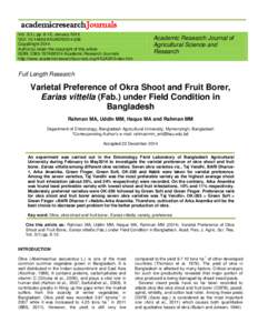 Vol. 3(1), pp. 8-12, January 2015 DOI: ARJASR2014.036 Copy©right 2014 Author(s) retain the copyright of this article ISSN: ©2014 Academic Research Journals http://www.academicresearchjournals.org/ARJA