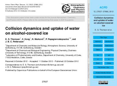 Atmospheric Chemistry and Physics Discussions  Department of Chemistry and Molecular Biology, Atmospheric Science, University of