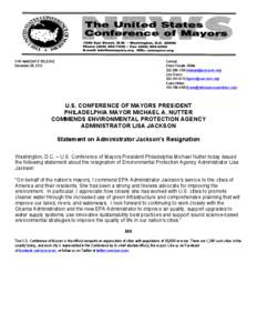 Lisa Jackson / Michael Nutter / Government / Local government in the United States / Mayors Climate Protection Center / United States Conference of Mayors / United States Environmental Protection Agency / Administrator of the Environmental Protection Agency