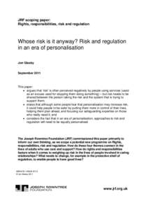 Whose risk is it anyway? Risk and regulation in an era of personalisation
