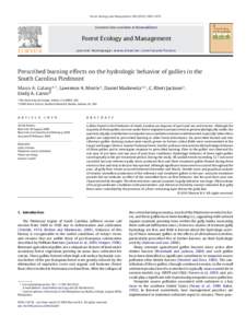 Prescribed burning effects on the hydrologic behavior of gullies in the South Carolina Piedmont