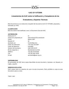 Lineamientos de ILAC sobre la Calificación y Competencia de los Evaluadores y Expertos Técnicos