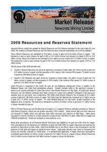 Market Release Newcrest Mining Limited 19 August[removed]Resources and Reserves Statement