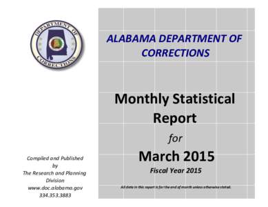 ALABAMA DEPARTMENT OF CORRECTIONS Monthly Statistical Report for