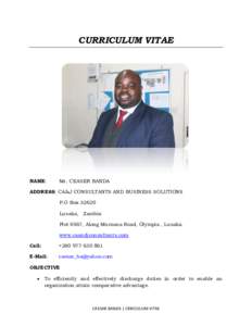 CURRICULUM VITAE  NAME: Mr. CEASER BANDA