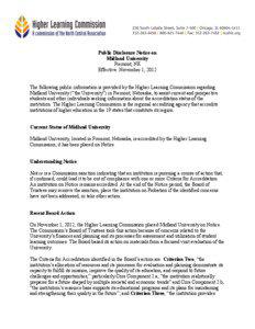 Public Disclosure Notice on Midland University Fremont, NE