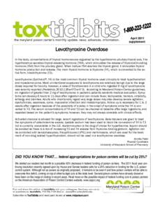 April 2011 supplement Toxtidbits