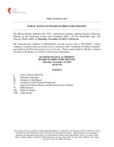 Friday, November 8, 2013  ______________________________________________________________________________ PUBLIC NOTICE OF BOARD OF DIRECTORS MEETING _______________________________________________________________________