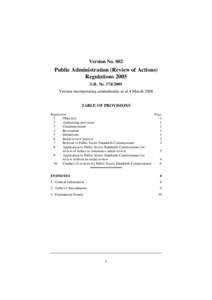 Public Administration (Review of Actions) Regulations 2005