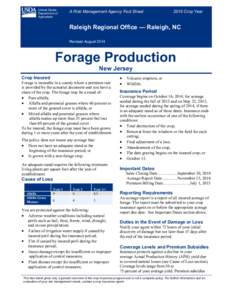 Raleigh Regional Office New Jersey Forage Production Fact Sheet